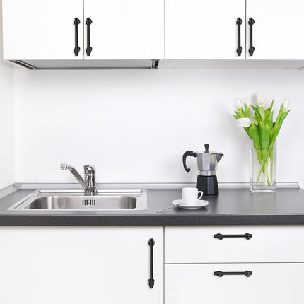 POVEFONK 10 Pack 5 Inch Matte Black Cabinet Pulls Kitchen Cabinet Handles Cabinet Hardware Kitchen Handles for Cabinets Cupboard Handles Drawer Pulls
