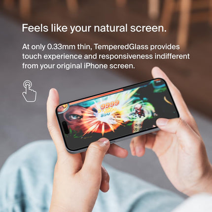 Belkin ScreenForce TemperedGlass Treated Privacy Screen Protector for iPhone 15 Pro Max - Slim & Scratch-Resistant - Includes Easy Align Tray for Bubble Free Application