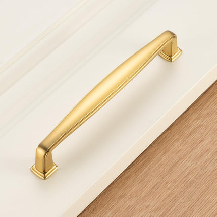 KOOFIZO 10 Pack 5 Inch Brushed Gold Kitchen Cabinet Pulls Brushed Gold Cabinet Handles Gold Cabinet Hardware for Kitchen Cabinets 1817 Drawer Dresser Cupboard Bedroom