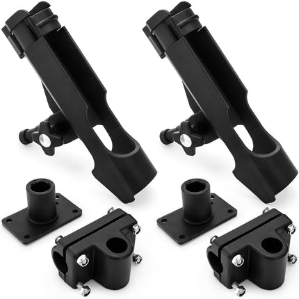 Bekith 2 Pack Adjustable Powerlock Rod Holder with Combo Mount, Black Finish