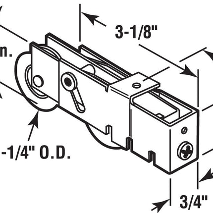 Prime-Line Products D 1983 Sliding Door Tandem Roller Assembly with 1-1/4-Inch Steel Ball Bearing