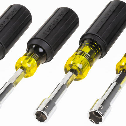 Klein Tools 65456MAG Heavy-Duty Hollow-Shaft Nut Driver Set, Magnetic, Color-Coded Hex Sizes 1/4 to 9/16-Inch, Cushion-Grip Handles, 6-Piece