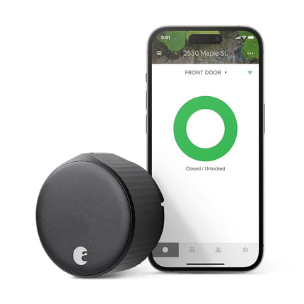 August Wi-Fi, Serrure Intelligente (4e génération) – S'adapte à Votre Serrure Existante en Quelques Minutes, Noir Mat
