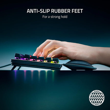 Razer Ergonomic Wrist Rest Tenkeyless - Ergonomic Leatherette Keyboard Wrist Rest (Plush Leatherette Cushion, Anti-Slip Rubber Feet, Compatible With Tenkeyless Keyboards) Black