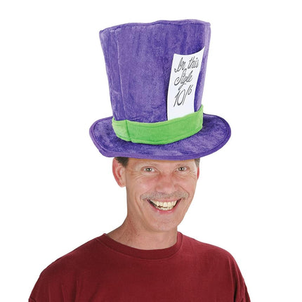 Beistle A Creation 60059 Plush Mad Hatter Hat, Fabric, Purple/Green, Adult