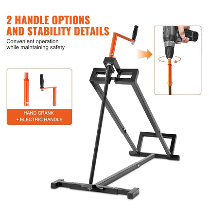 VEVOR Ride on Lawn Mower Lift Jack, 880 Lbs Weight Capacity, Telescopic Maintenance Jack with Crank Handle & Power Tool Handle, Foldable Lawn Tractor Lifter for Lawn Mowers and Garden Tractors, Black