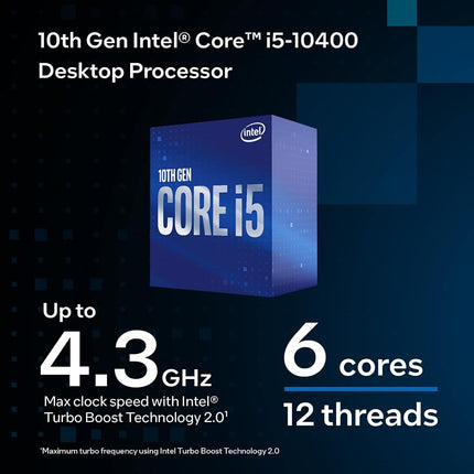 Intel® Core™ i5-10400 Desktop Processor 6 Cores up to 4.3 GHz LGA1200 (Intel® 400 Series chipset) 65W