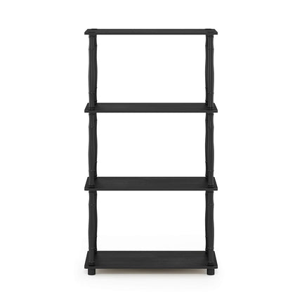 Furinno TURN-N-TUBE Storage Shelves, 4-Tier Book Shelf, Corner Shelf, Toolless Open Shelves, Classic Tubes, for Organization and Storage, Living Room, Home Office, Americano