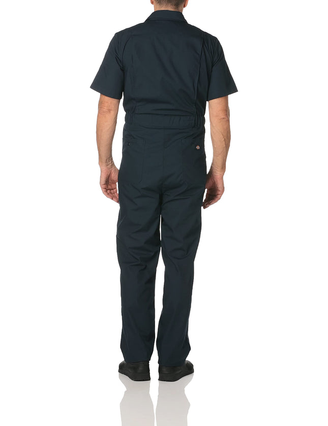 dickies Mens Short Sleeve Poplin Coveralls, 5X Tall, Dark Navy