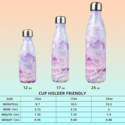Konokyo Insulated Water Bottles,25oz Double Wall Stainless Steel Vacumm Metal Flask for Sports Travel,Marble-Dawn