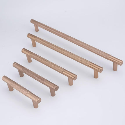 POVEFONK 10 Pack 3 inch(76mm) Champagne Copper Kitchen Cabinet Handles Knurled Cabinet Pulls Gold Drawer Pulls Kitchen Hardware