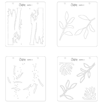 Sizzix Layered Stencils 4PK Watercolor Leaves by Olivia Rose, One Size