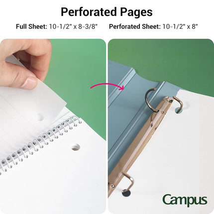 KOKUYO Campus Spiral Notebook, 10-1/2” x 8”, College Ruled, 80 Sheets (160 pages), Bleed Resistant, Pack of 3 Colors - Pink, Sky Blue, Green, Made in Japan (WSG-SU-400G1×3)
