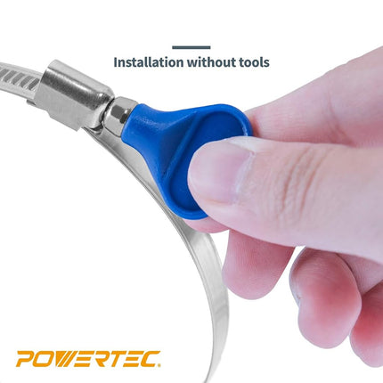 POWERTEC 70250-P2 6 Inch Key Hose Clamp, Thumb Screw Key Adjustable Stainless Steel Hose Clamps for Dust Collection, Dust Collector and Dryer Vent Hose, Pipe Clamp, RV Clamp, Worm Gear Clamp, 10 pack