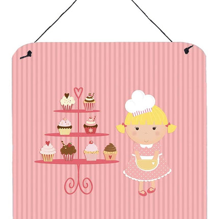 Caroline's Treasures Cupcake Baker Blonde Pink Metal Print, 6H x 6W, Multicolor