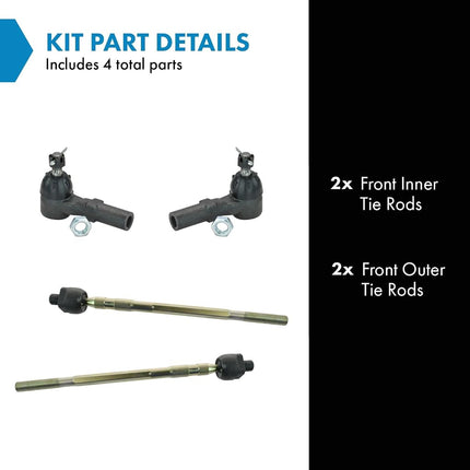 TRQ Front Tie Rod Set Compatible with 1999-2003 Mazda Protege 2002-2003 Protege5