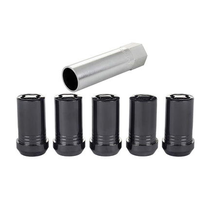 McGard Wheel Lock, Premium, 14 mm x 1.50 Thread, Cone Seat, Closed End, Key Included, Steel, Black Chrome, Set of 5 (25515BK)