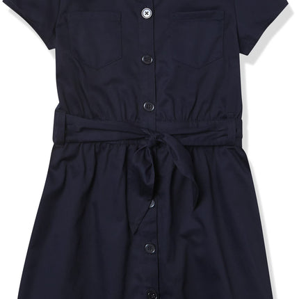 French Toast Girls' Short Sleeve Safari Dress, Nav