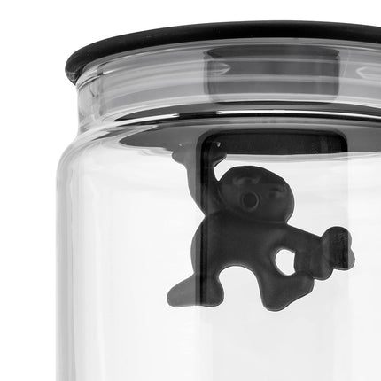 Alessi Gianni Glass Kitchen Box with Lid, Black, 20.5 cm Height