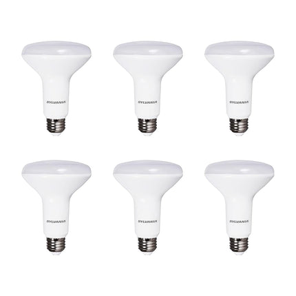 Sylvania Flood BR30 LED Light Bulb, 65W = 9W, Dimmable, 22 Year, 800 Lumens, Medium Base, 3000K, Warm White - 6 Pack (41260)