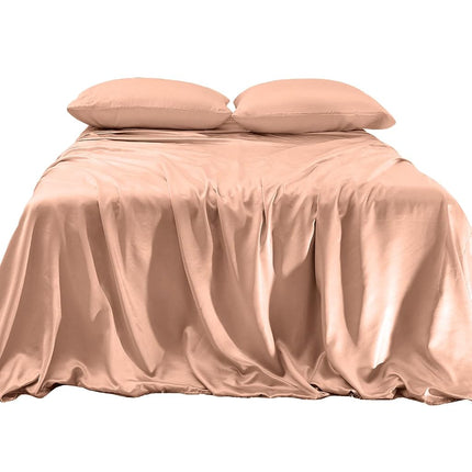 Elegant Comfort Luxurious 4-Piece Silky Satin Sheet Set, Skin and Hair Friendly, Wrinkle, Fade, Stain Resistant with Deep Pockets Fitted Sheet, Cooling Soft Satin Sheet Set, Twin, Dusty Rose