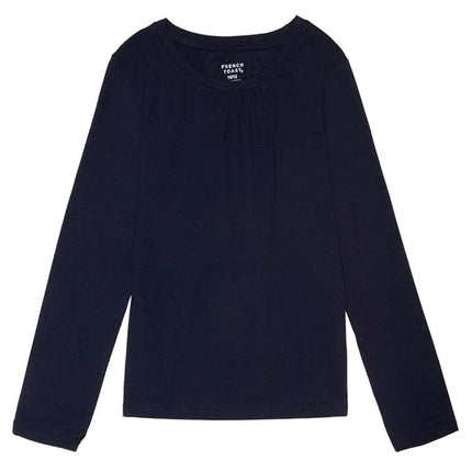 French Toast Girls' Little Long Sleeve Crewneck Tee, Navy, 6X
