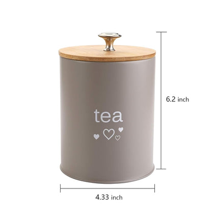 Fasmov Set of 3 Kitchen Canister Set, Coffee, Sugar, and Tea Storage Container Jars with Bamboo Lids for storing Sugar, Coffee and Tea, Gray
