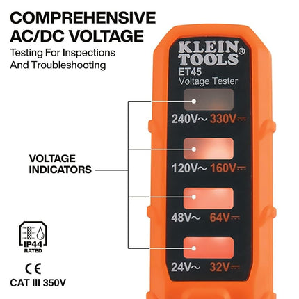 Voltage Tester, AC Voltage and DC Voltage Tester, No Batteries Needed Klein Tools ET45