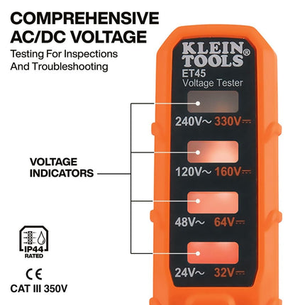 Voltage Tester, AC Voltage and DC Voltage Tester, No Batteries Needed Klein Tools ET45