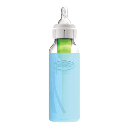 Dr. Brown's Options+ Narrow Glass Bottle Sleeve, 100% Silicone, Blue, BPA-Free, 8 oz, 1-Pack