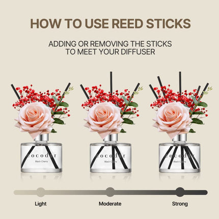COCODOR Rose Flower Reed Diffuser/Rose Perfume/200ml/1Pack / Home Fragrance Scent Essential Oil Stick Diffuser for Bedroom Bathroom Home Decor for Women