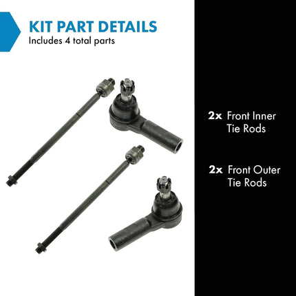 TRQ Front Tie Rod Set Compatible with 2006-2010 Dodge Ram 1500 2011-2012 Ram 1500