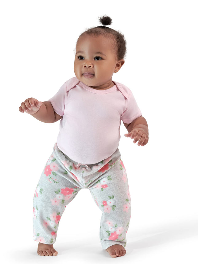 Gerber Paquete de 4 pantalones de micropolar para bebé niña, Floral, 18 meses