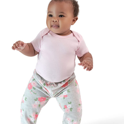 Gerber Baby Girls' 4-Pack Microfleece Pants, Floral, 24 Months