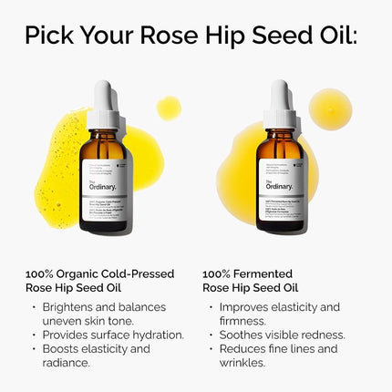 The Ordinary 100% Organic Cold-Pressed Rose Hip Seed Oil, Addresses Signs of Aging by Improving the Appearance of Uneven Skin Tone, Supporting Skin Elasticity, 30ml