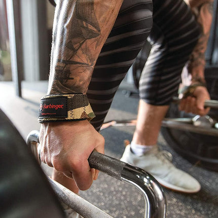 Harbinger Padded Cotton Lifting Straps with NeoTek Cushioned Wrist (Pair), Camo