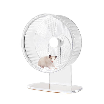 Roue d'exercice super silencieuse pour hamster : Roues de course pour hamster Silent Spin Toys avec support réglable en hauteur pour hamsters, gerbilles, souris ou autres petits animaux - 21,6 cm Transparent