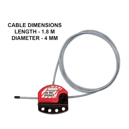 Master Lock S806 Adjustable Safety Cable for Mechanical Lockout, Length 1,80 m