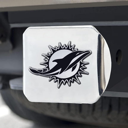 FanMats 15602: Miami Dolphins Chrome Metal Hitch Cover with Chrome Metal 3D Emblem