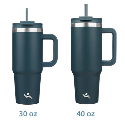 Konokyo 40 oz Tumbler with Handle and 2 Straws,2 in 1 Lid Insulated Water Bottle Stainless Steel Travel Coffee Mug,Navy Blue