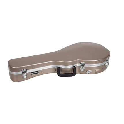 Crossrock F-Style Mandolin Case | ABS Molded Hardshell with Security Lock, Metal Feet, and Detachable Straps-Champagne (CRA862MFCH)