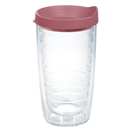 Tervis Clear & Colorful Lidded Made in USA Double Walled Insulated Tumbler Travel Cup Keeps Drinks Cold & Hot, 16oz, Elderberry Wild Lid