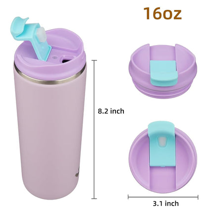 Konokyo Tumbler with Lid, 16 oz Travel Coffee Mug Double Wall Vacuum Stainless Steel Thermal Metal Cup Insulated Water Bottle,Lavender