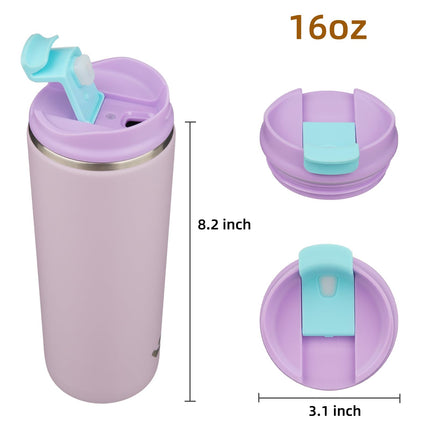 Konokyo Tumbler with Lid, 16 oz Travel Coffee Mug Double Wall Vacuum Stainless Steel Thermal Metal Cup Insulated Water Bottle,Lavender