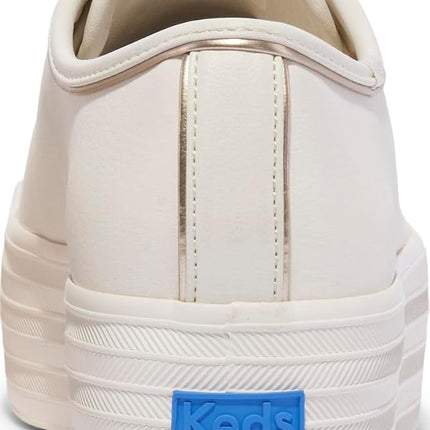 Keds Women's Triple Up Leather Sneaker, White/Gold, 6 M US