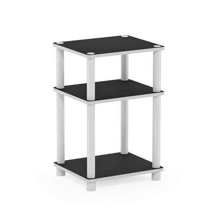 Furinno JUST Side Table, 3-Tier End Table, Open Shelves Night Stand, Bedside Table, Toolless Assembly, for Living Room, Bedroom, White(Espresso)