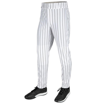 Champro Men's Triple Crown 2.0 Tapered Bottom Baseball Pants with Pinstripes, White, Black, Medium