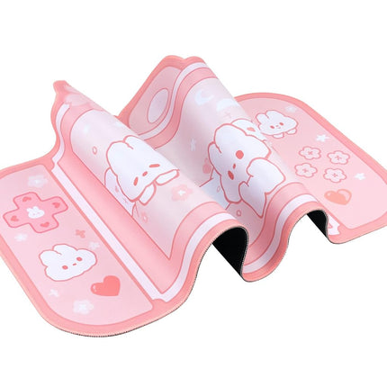 BelugaDesign Bunny Desk Pad | NS Switch Keyboard Gaming Mat Large Mat Mousepad | Pastel Pink Animal Kawaii Cute Anime Desk Blotter Protector (Pink Rabbit, Large)