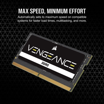 CORSAIR VENGEANCE SODIMM DDR5 RAM 16GB (1x16GB) Up to 5600MHz CL48 Intel XMP iCUE Compatible Computer Memory - Black (CMSX16GX5M1A5600C48)