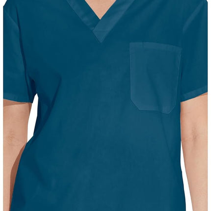 Dickies Men's Big & Tall V-Neck Scrub Double Chest Pocket Top Medical Shirt, Caribbean Blue, 3XL